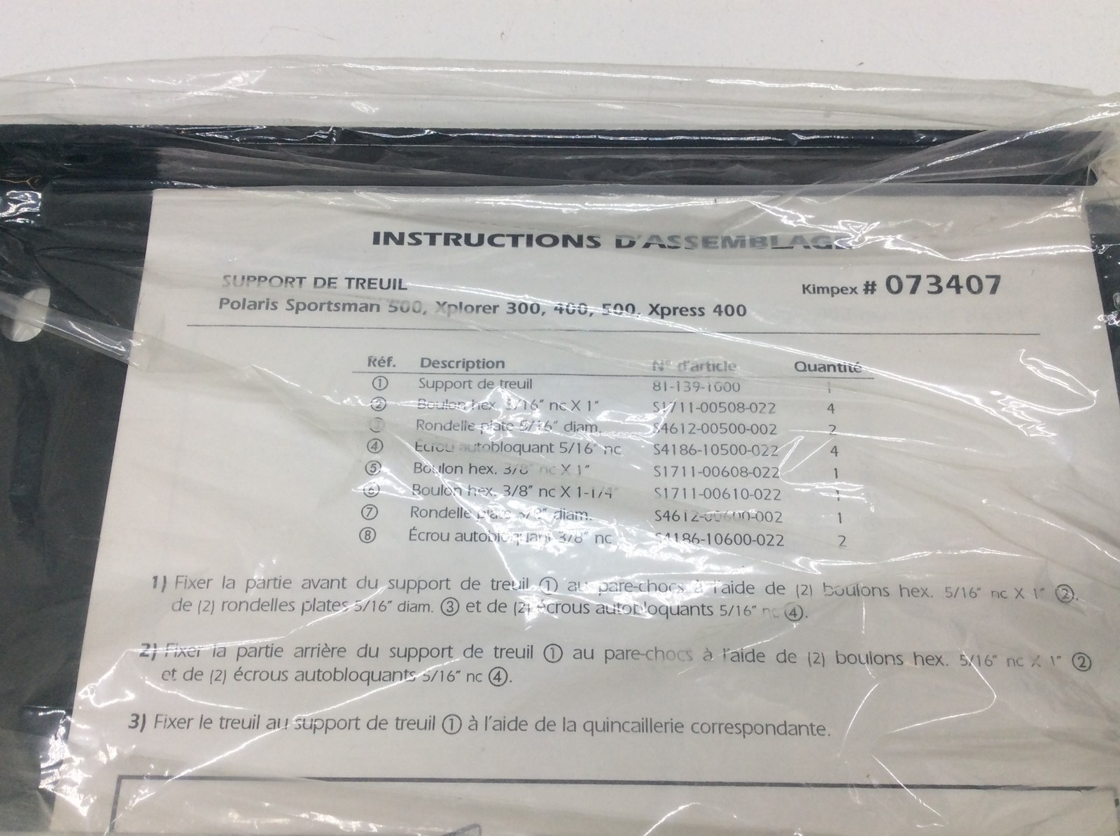 1997 Polaris Winch Bracket w/o Roller Guide - Image 3