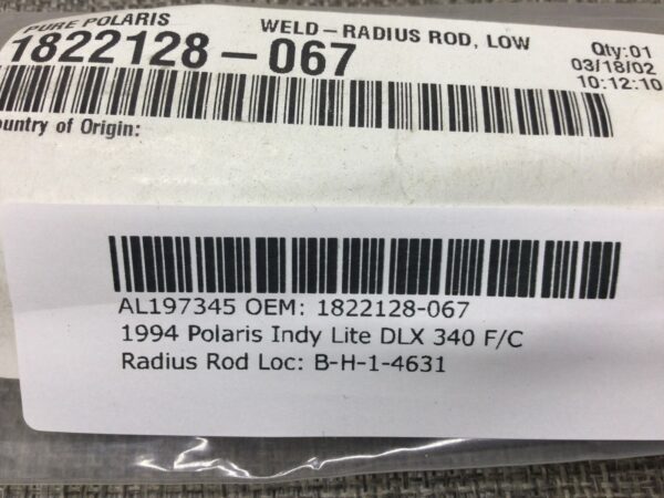 1994 Polaris Lower Radius Rod - Image 2