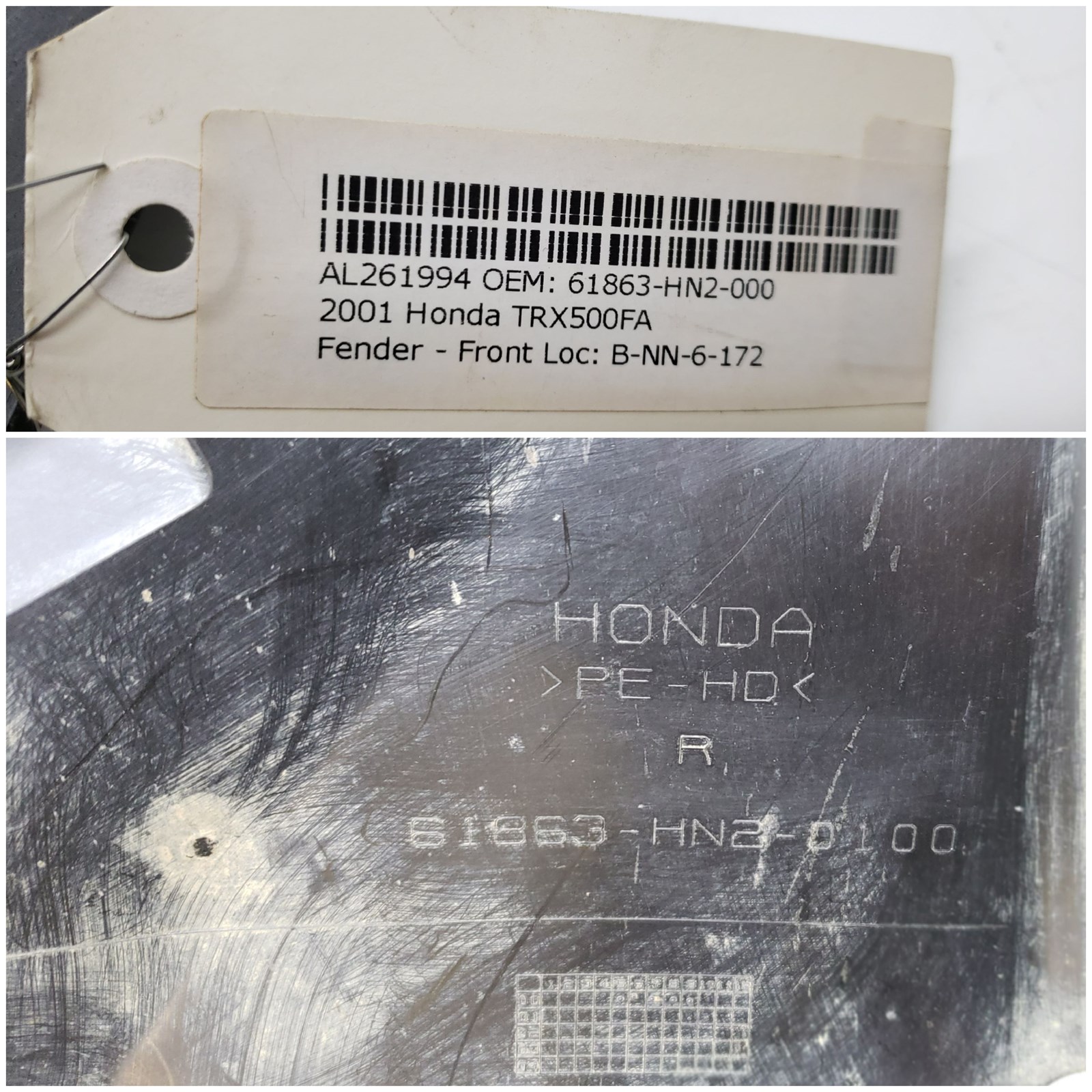 2001 Honda RH Inner Front Fender - Image 5