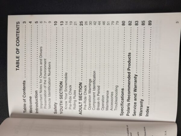 2003 Polaris Owners Manual - Image 2