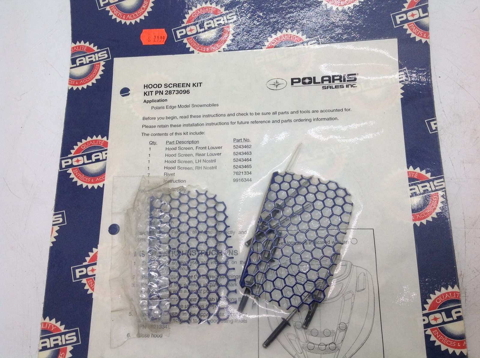 2001 Polaris Hood Screen Kit - Image 3