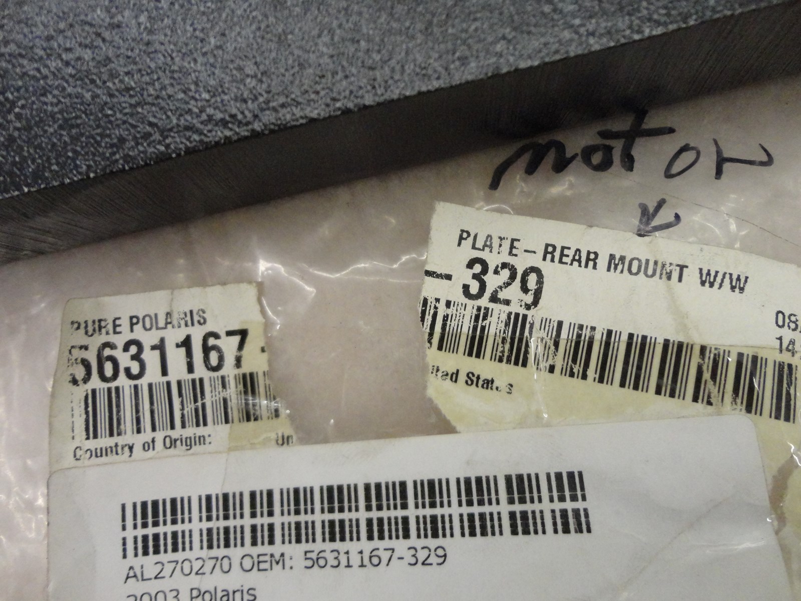 2003 Polaris Freedom PWC Rear Mount Plate - Image 2