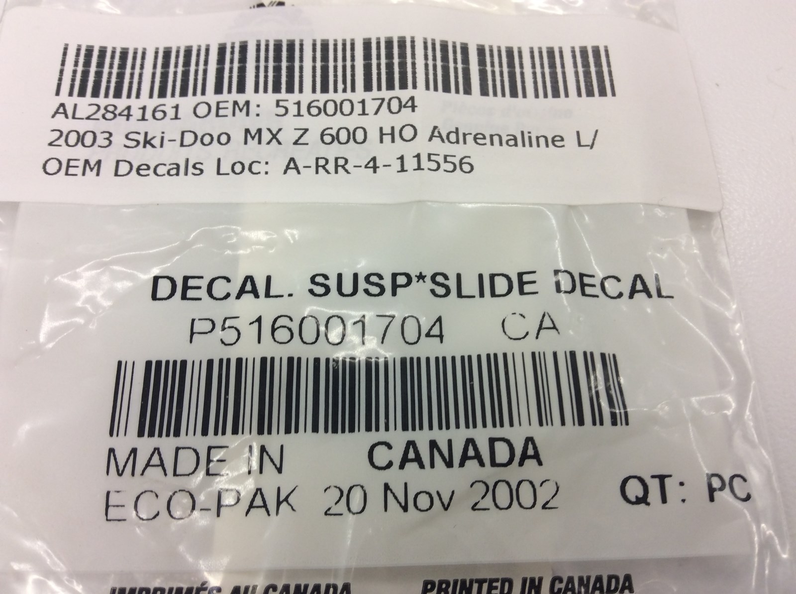 2003 Ski-Doo R.A.S. Decal - Image 3