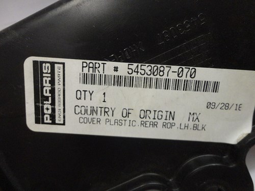 2017 Polaris COVER PLASTIC,REAR ROP,LH,BLK - Image 2