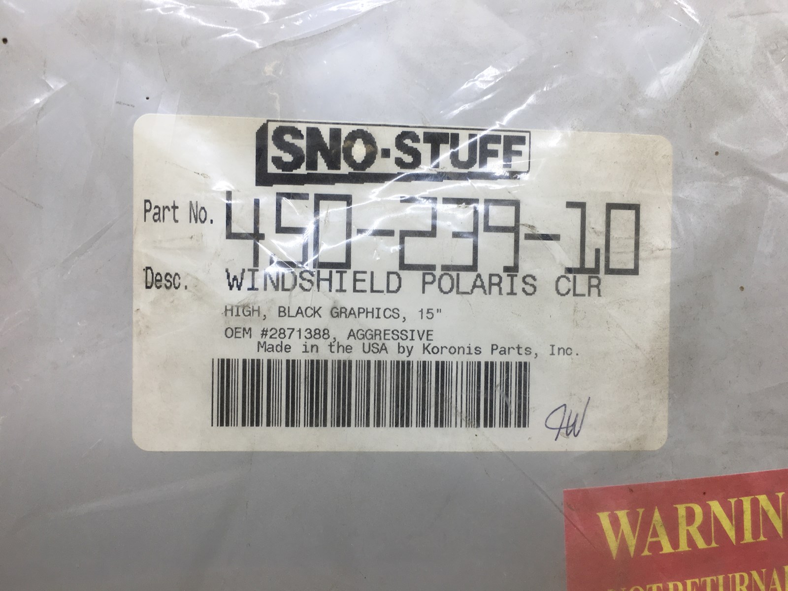 1996 Polaris Windshield - 15in w/ black graphics - Image 2