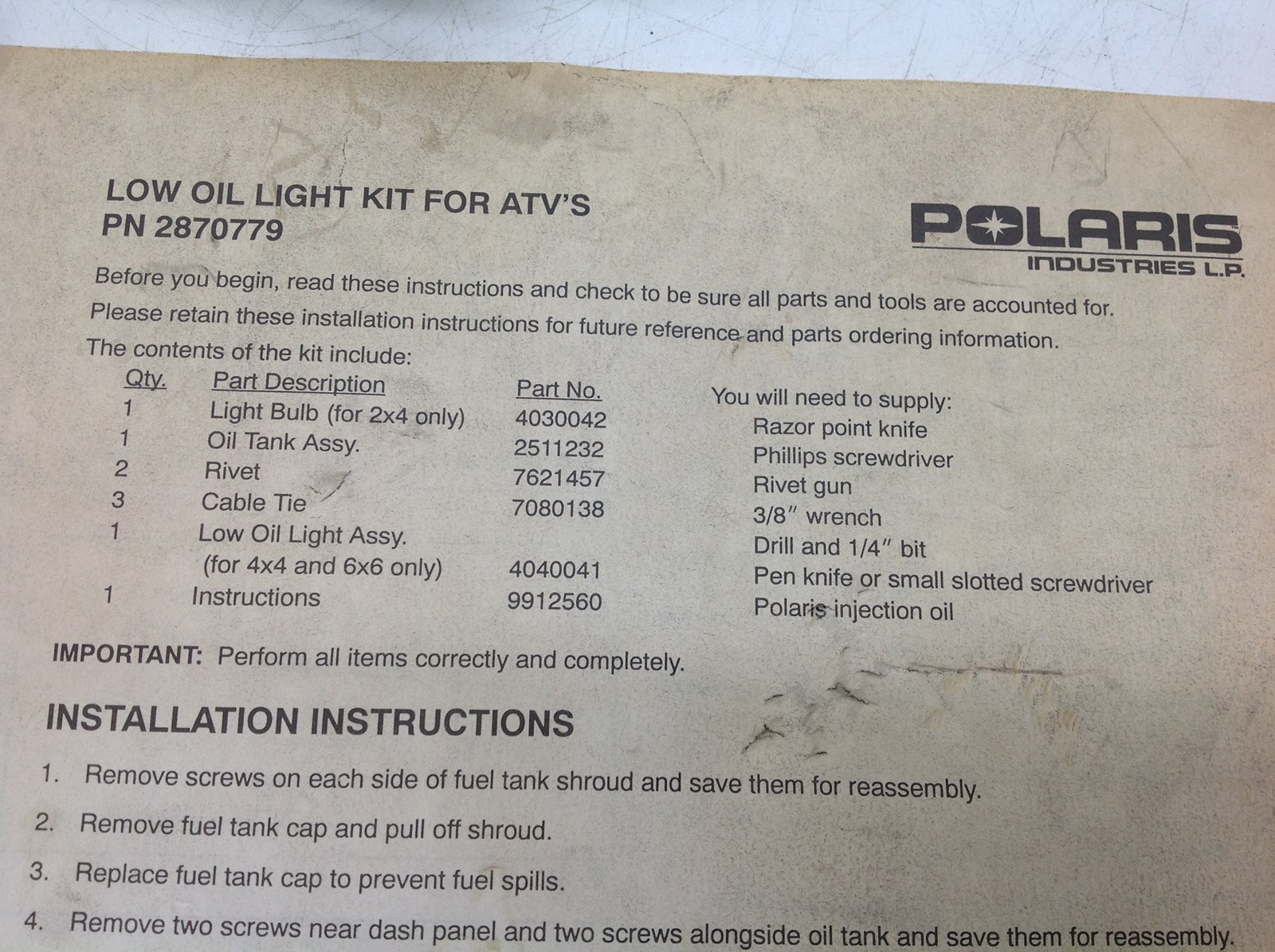 ATV Low Oil Light Kit - Image 2