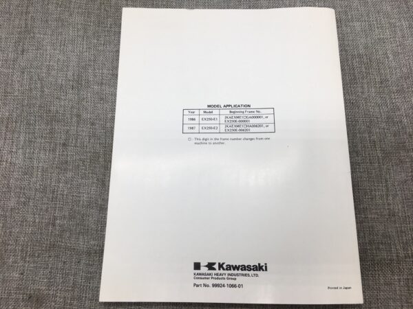 1986 Kawasaki Ninja250R / GPZ 250R Service Manual - Image 3