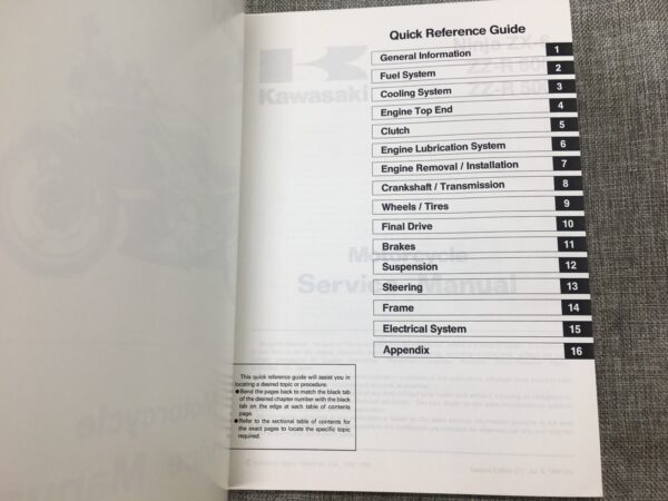 1990 Kawasaki Ninja ZX-6 ZZ-R600 ZZ-R500 Service Manual - Image 4