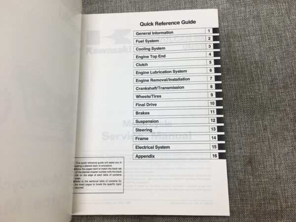 1995 Kawasaki Vulcan 800 VN800 Service Manual - Image 4