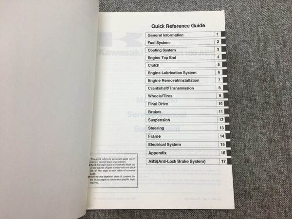 1996 Kawasaki GPZ1100 ABS Service Manual Supplement - Image 4