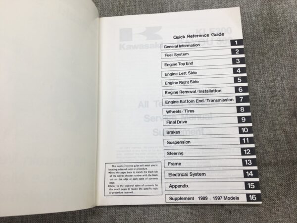1988 Kawasaki KLF300 Bayou 300 Service Manual Supplement - Image 4
