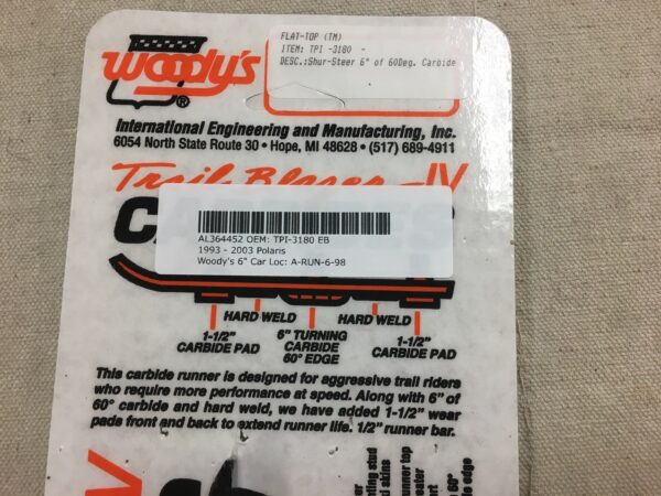 1993 Polaris Woody's Shur-Steer 6" Carbide Runners - Image 2