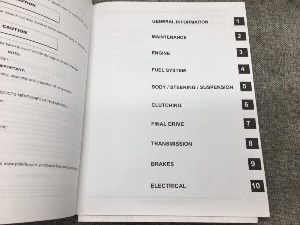 2013 Polaris Ranger 800 Midsize Service Manual - Image 4