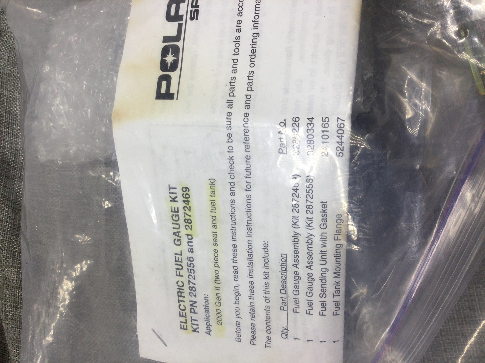 2000 Polaris ELECTRIC FUEL GAUGE KIT GEN II 2 PIECE SEAT AND FUEL TANK - Image 2