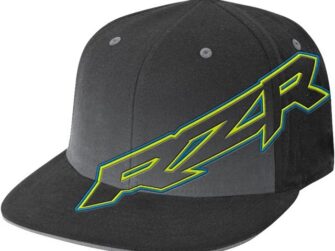POLARIS RZR YOUTH HARDCORE FLEX FIT CAP BLACK W/BLUE & GREEN RZR LOGO