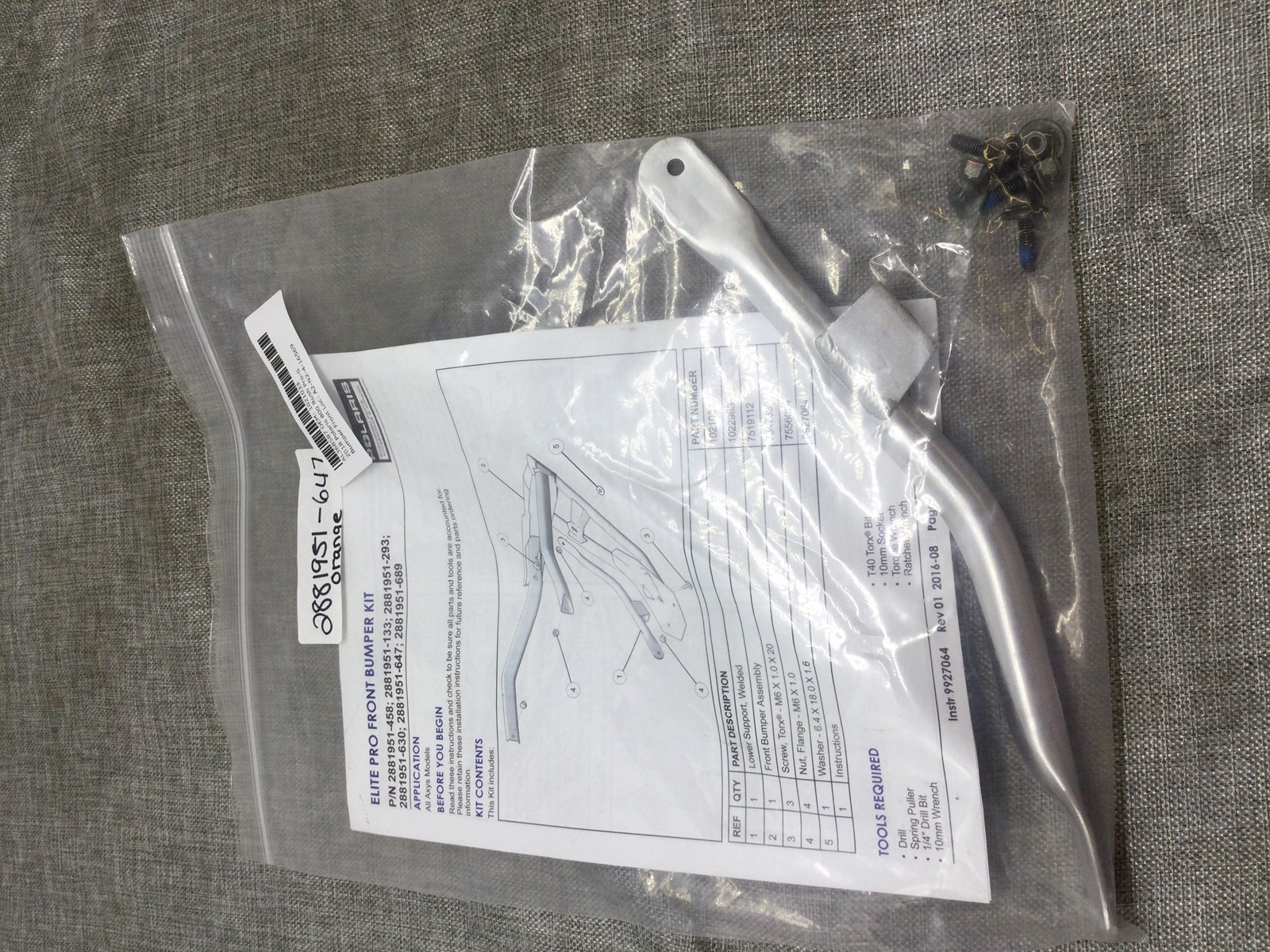 2018 Polaris LOWER SUPPORT FOR BUMPER WITH HARDWARE