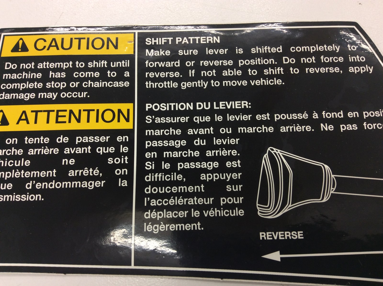 DECAL - REVERSE SHIFT WARNING - Image 2