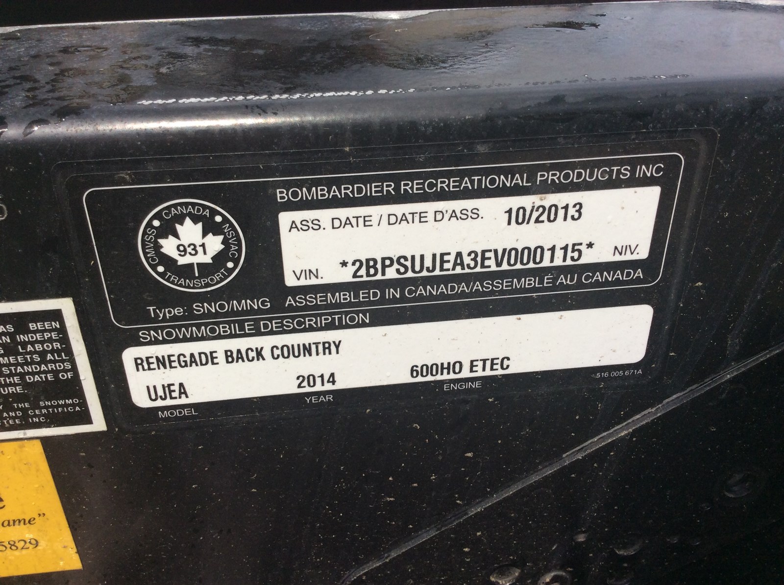 2014 Ski-Doo 137" frame