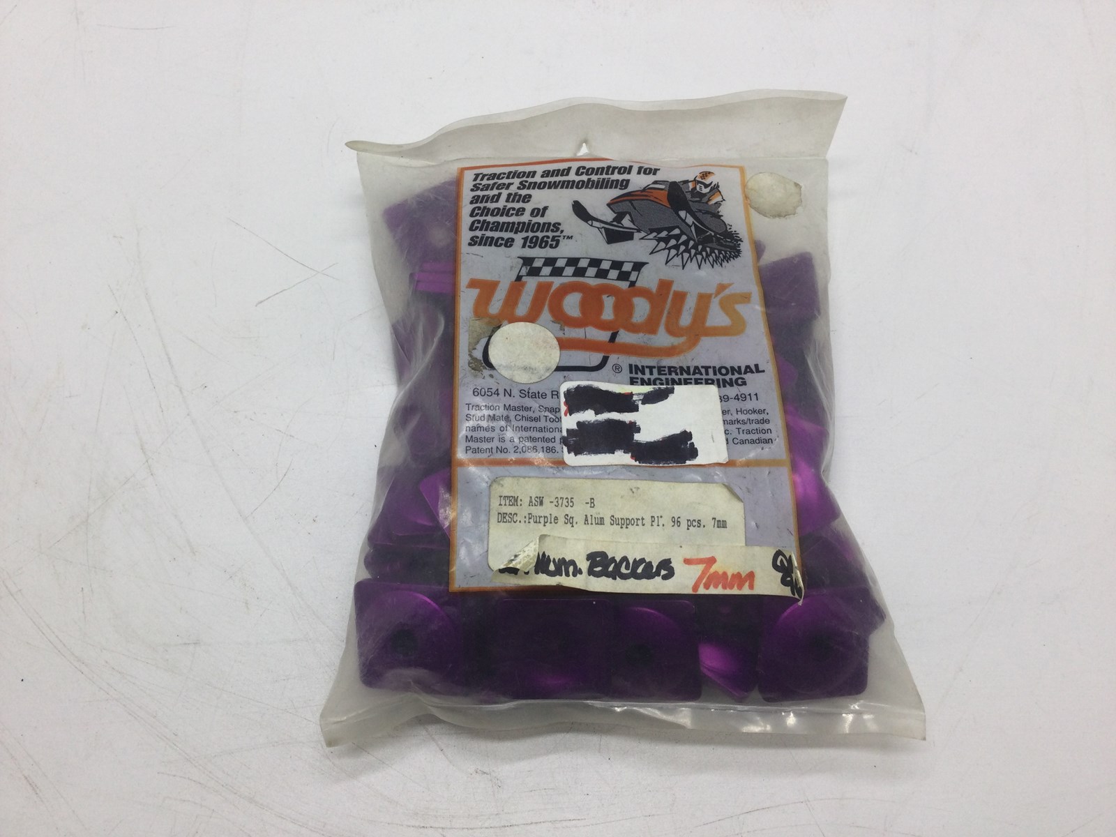 SQUARE ALUMINUM PLATE 7MM PURPLE BAG OF 24