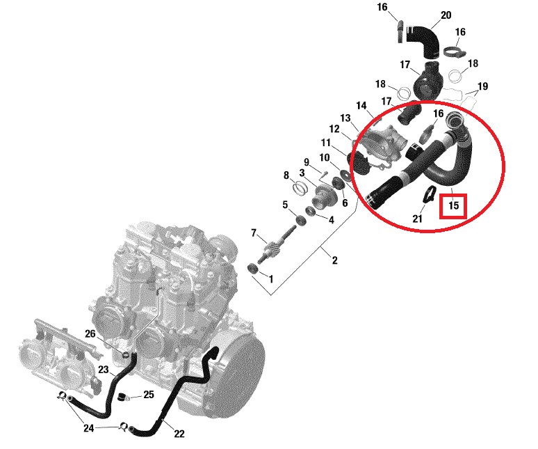 2020 Ski-Doo Backcountry 850 Coolant Hose