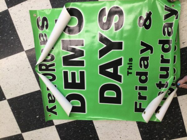 MOTORCYLE DEMO DAYS FRIDAY & SATURDAY BANNER - GREEN AND BLACK - Image 2