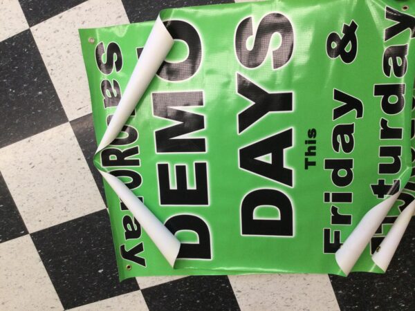 MOTORCYLE DEMO DAYS FRIDAY & SATURDAY BANNER - GREEN AND BLACK - Image 3