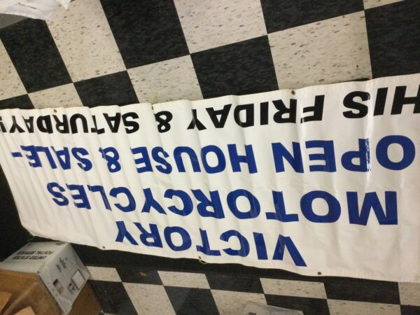 VICTORY MOTORCYCLES OPEN HOUSE AND SALE BANNER 3'X6'  BLUE AND WHITE - Image 2