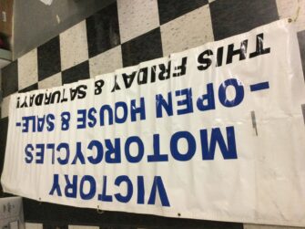 VICTORY MOTORCYCLES OPEN HOUSE AND SALE BANNER 3'X6'  BLUE AND WHITE