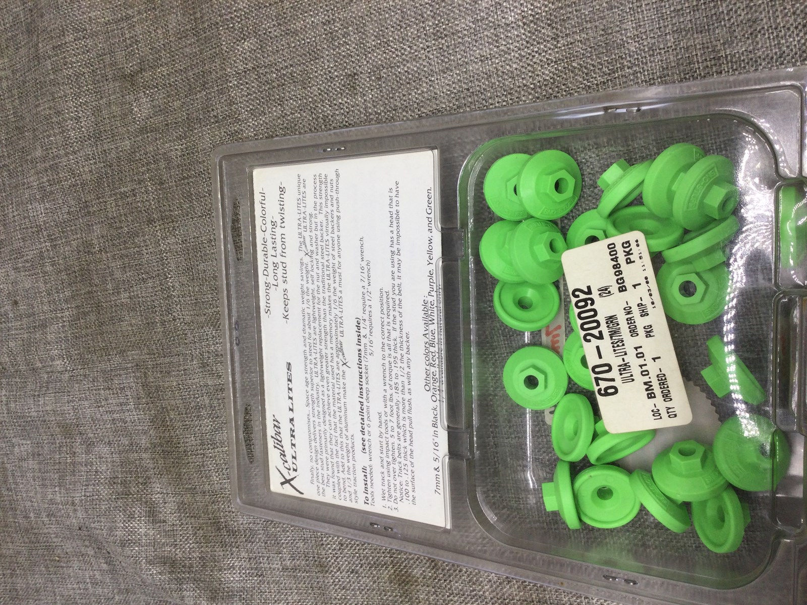 X-Calibar Ultra Lites Sno-Stuff Track Stud Nylon Nut Backing Plate GREEN 7MM 24 COUNT - Image 3