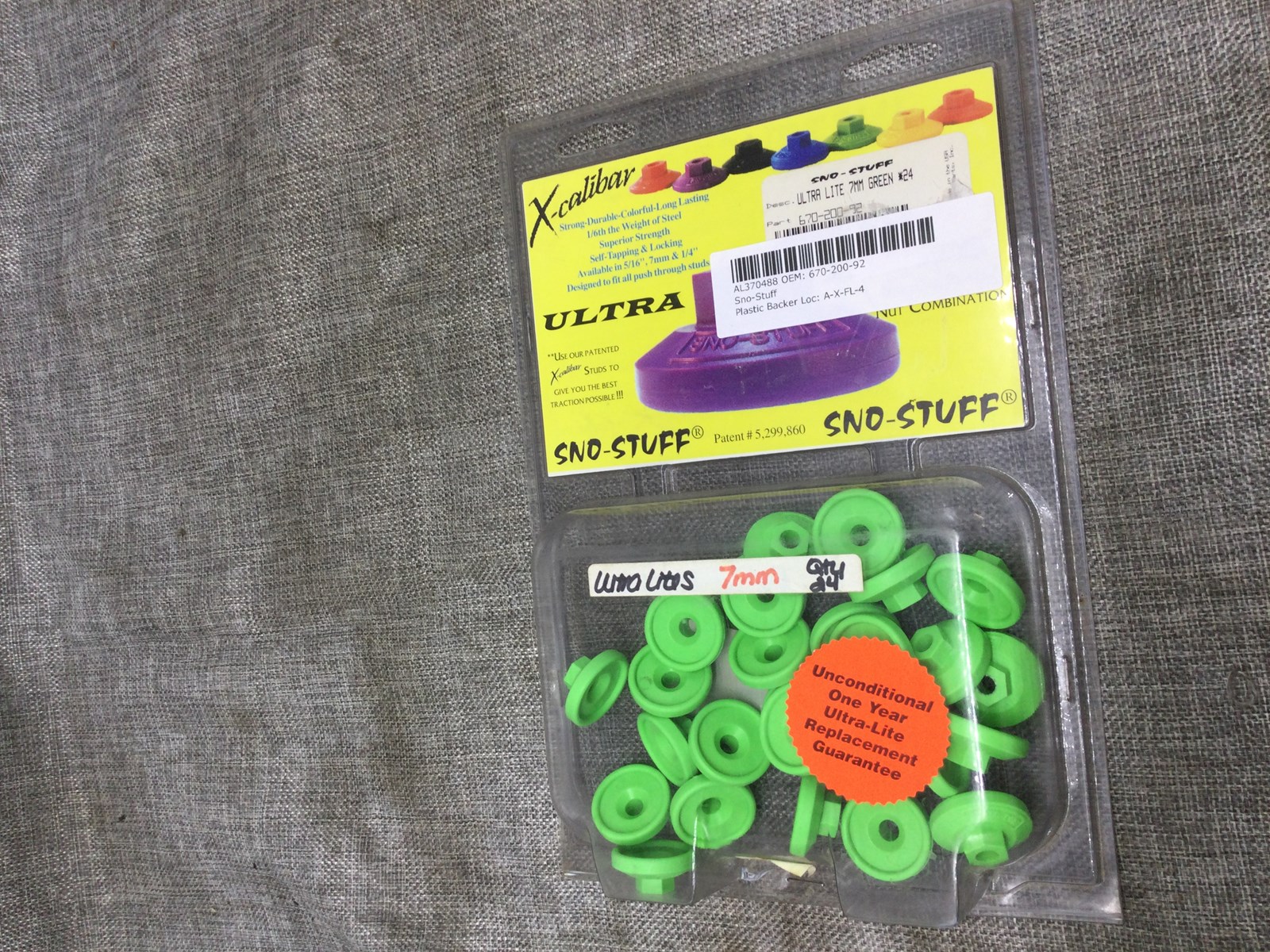 X-Calibar Ultra Lites Sno-Stuff Track Stud Nylon Nut Backing Plate GREEN 7MM 24 COUNT - Image 4