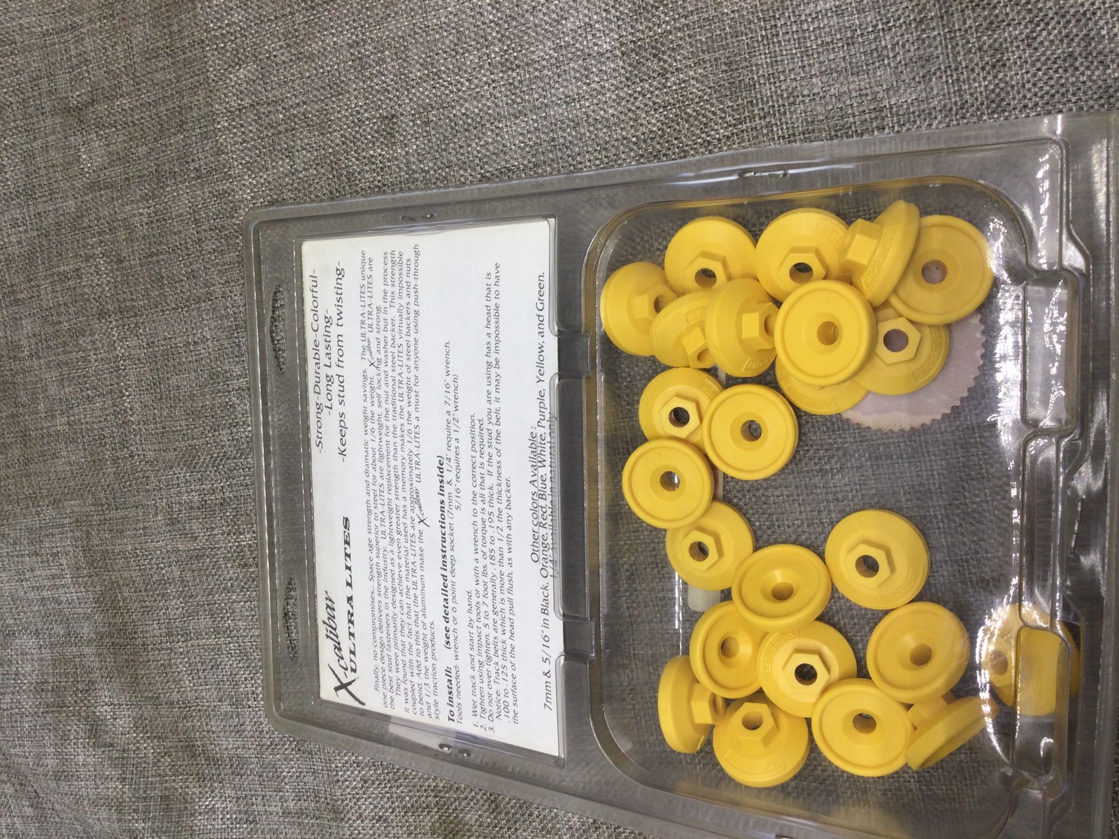 X-Calibar Ultra Lites Sno-Stuff Track Stud Nylon Nut Backing Plate YELLOW 24 COUNT 7MM - Image 3