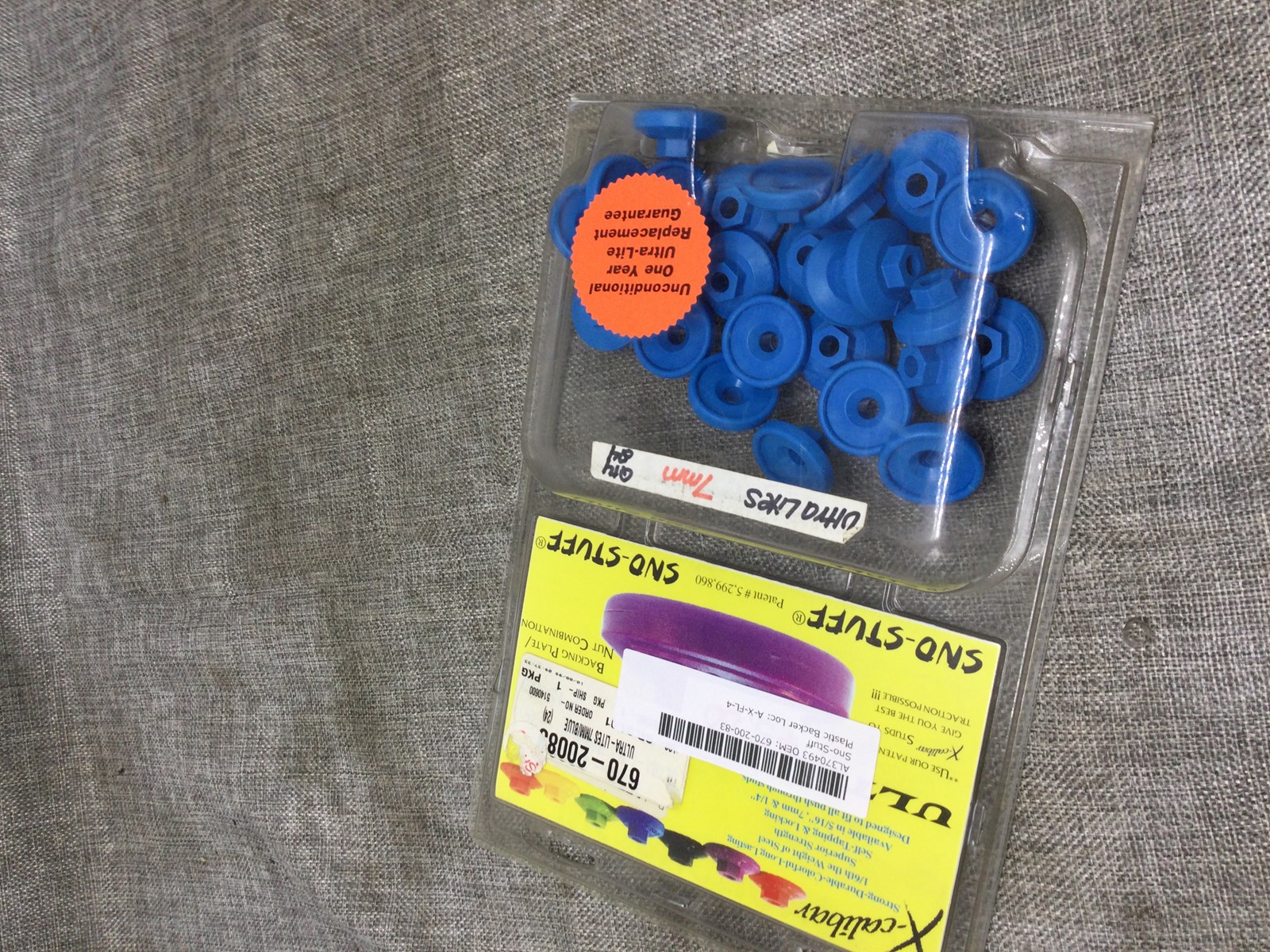 x-calibar ultra lites sno-stuff track stud nylon nut backing plate 7MM BLUE 24 COUNT - Image 2