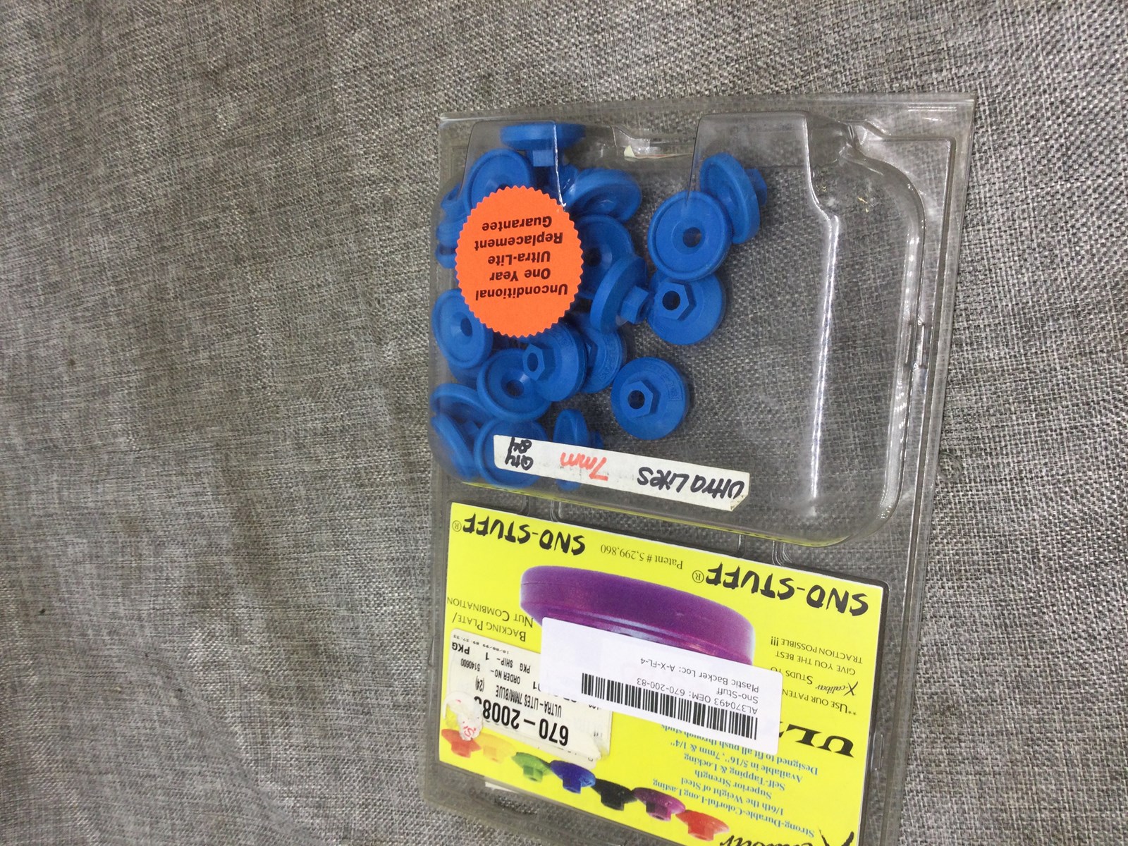 x-calibar ultra lites sno-stuff track stud nylon nut backing plate 7MM BLUE 24 COUNT - Image 4