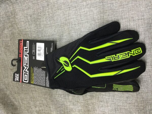 ONEAL ELEMENT GLOVES BLACK & HI VIS GREEN ADULT XL #11 - Image 2