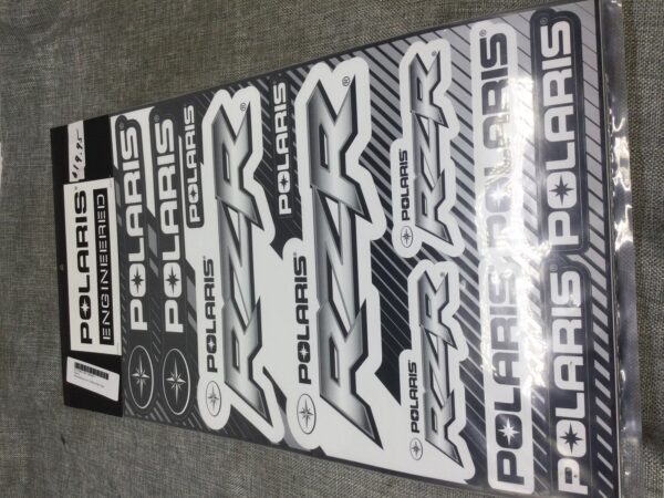 POLARIS RZR STICKER SHEET - BLACK WHITE & SILVER