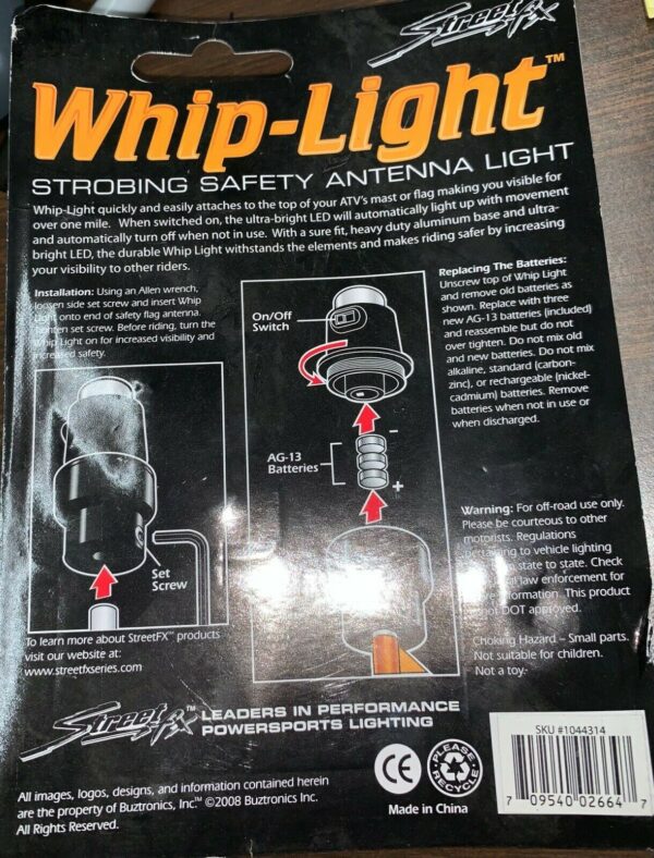 STREET FX WHIP LIGHT STROBING SAFETY ANTENNA LIGHT RED LED - Image 2