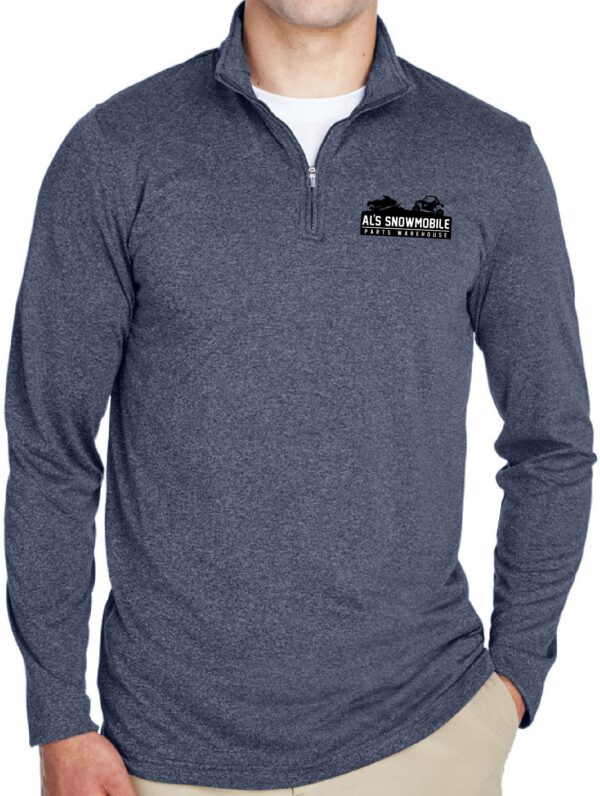 PRIME ULTRA CLUB COOL & DRY PERFORMANCE 1/4 ZIP FULL LOGO NAVY HEATHER SM