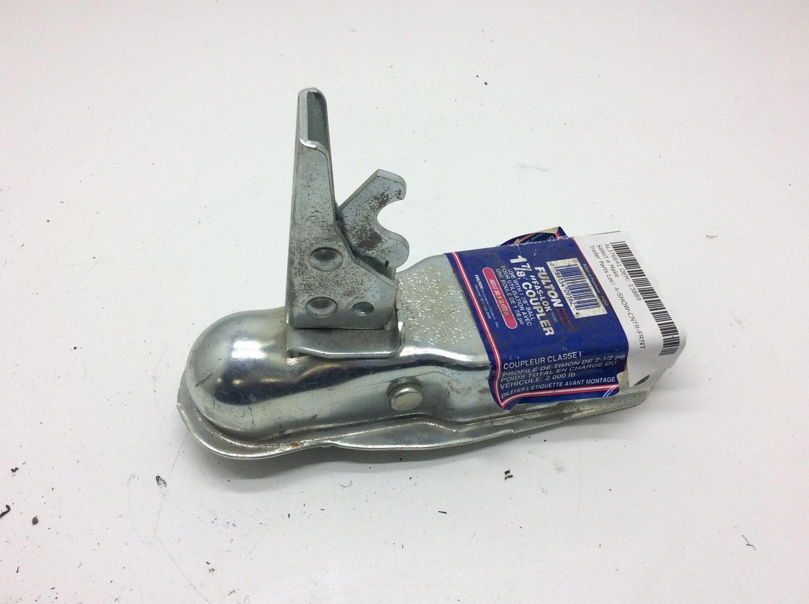 FULTON FAS-LOK 2,000 lbs. TRAILER COUPLER 1-7/8" BALL 2"1/2 TONGUE MOUNT WIDTH zinc - Image 2