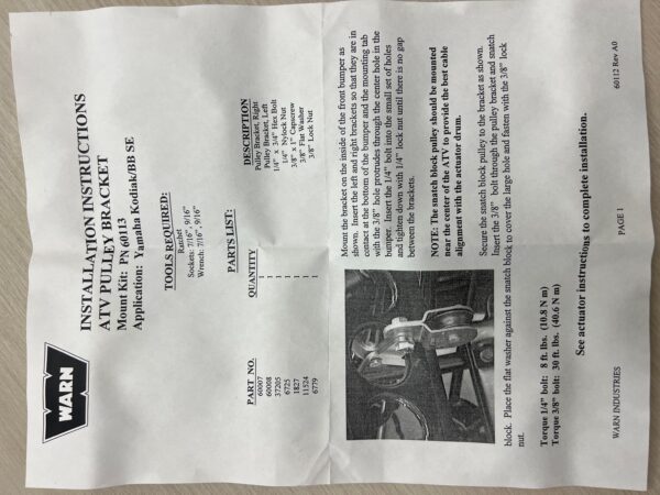Warn ATV Pulley Bracket Kit - Image 3