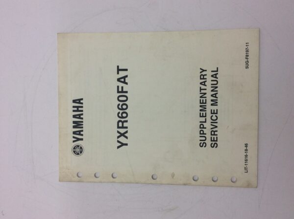 2004 Yamaha Supplementary Service Manual for YXR660FAT