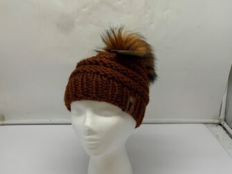 ACRYLIC/WOOL BLEND BEANIE W/POM POM RUST S/M