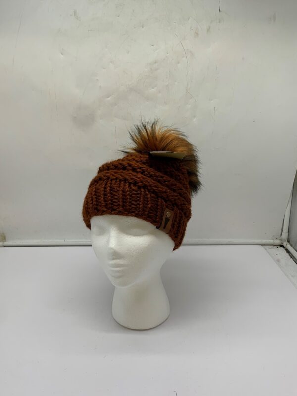 ACRYLIC/WOOL BLEND BEANIE W/POM POM RUST S/M