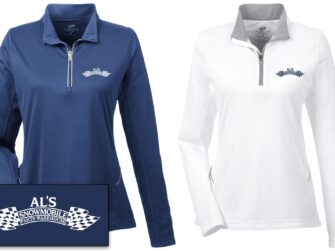 LADIES ULTRA CLUB COOL & DRY SPORT 1/4 ZIP PULLOVER RETRO LOGO NAVY SM