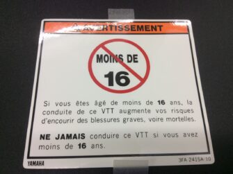 1995 Yamaha Emblem, Warning