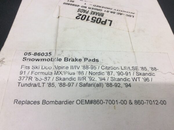 1985 Ski-Doo Brake Pad - Organic - Emgo - NLA - Image 2