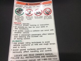 1998 Yamaha Label, Warning - Obsolete
