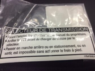 2008 Yamaha Label 2, Shift Selector (French) - Obsolete