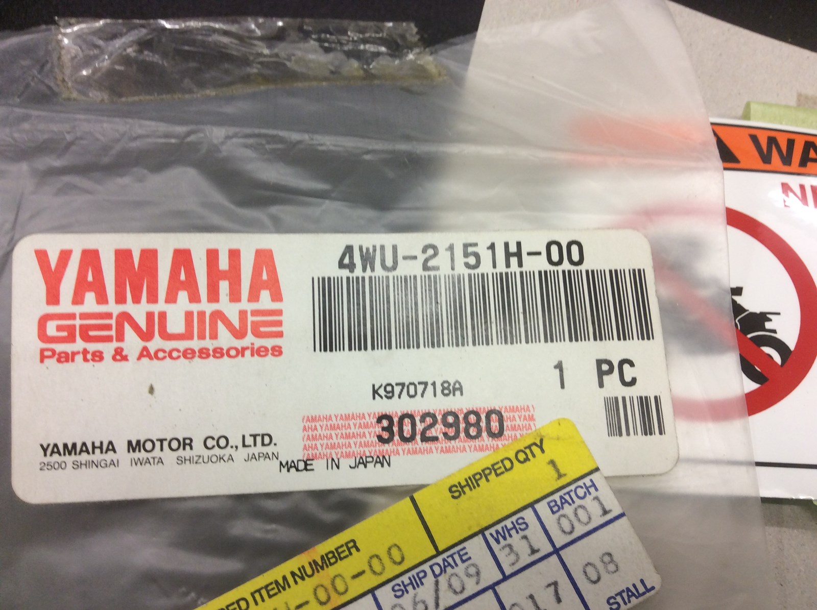 1996 Yamaha Label, Caution - Obsolete - Image 2