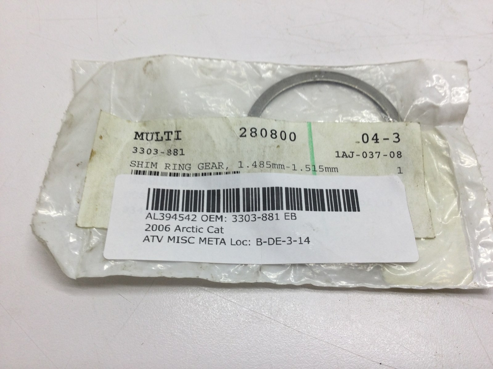 2006 Arctic Cat Ring Gear Shim - 1.485mm-1.515mm -fits 250 utility - Image 5