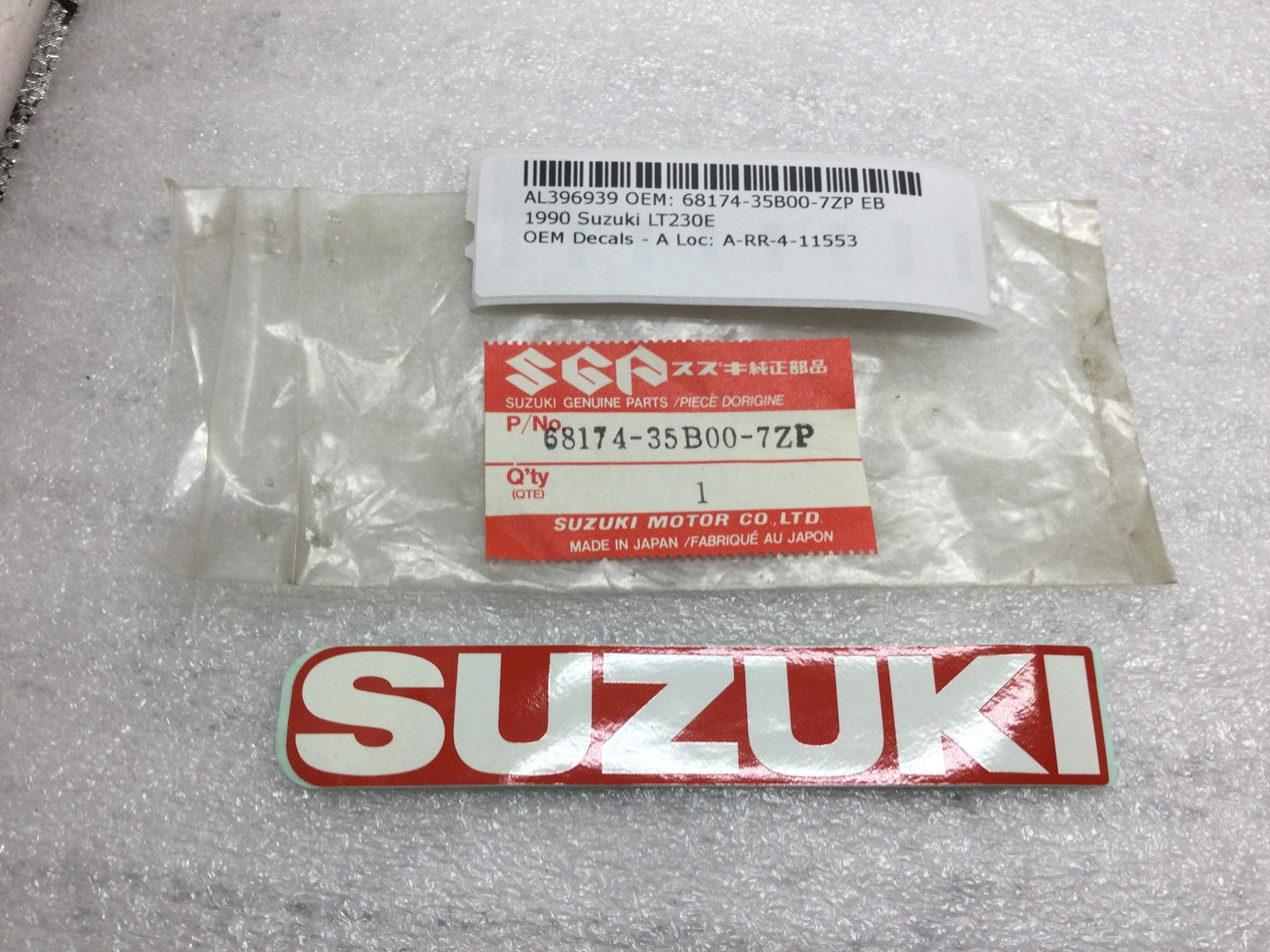 1990 Suzuki Decal - white letters red background - Image 5